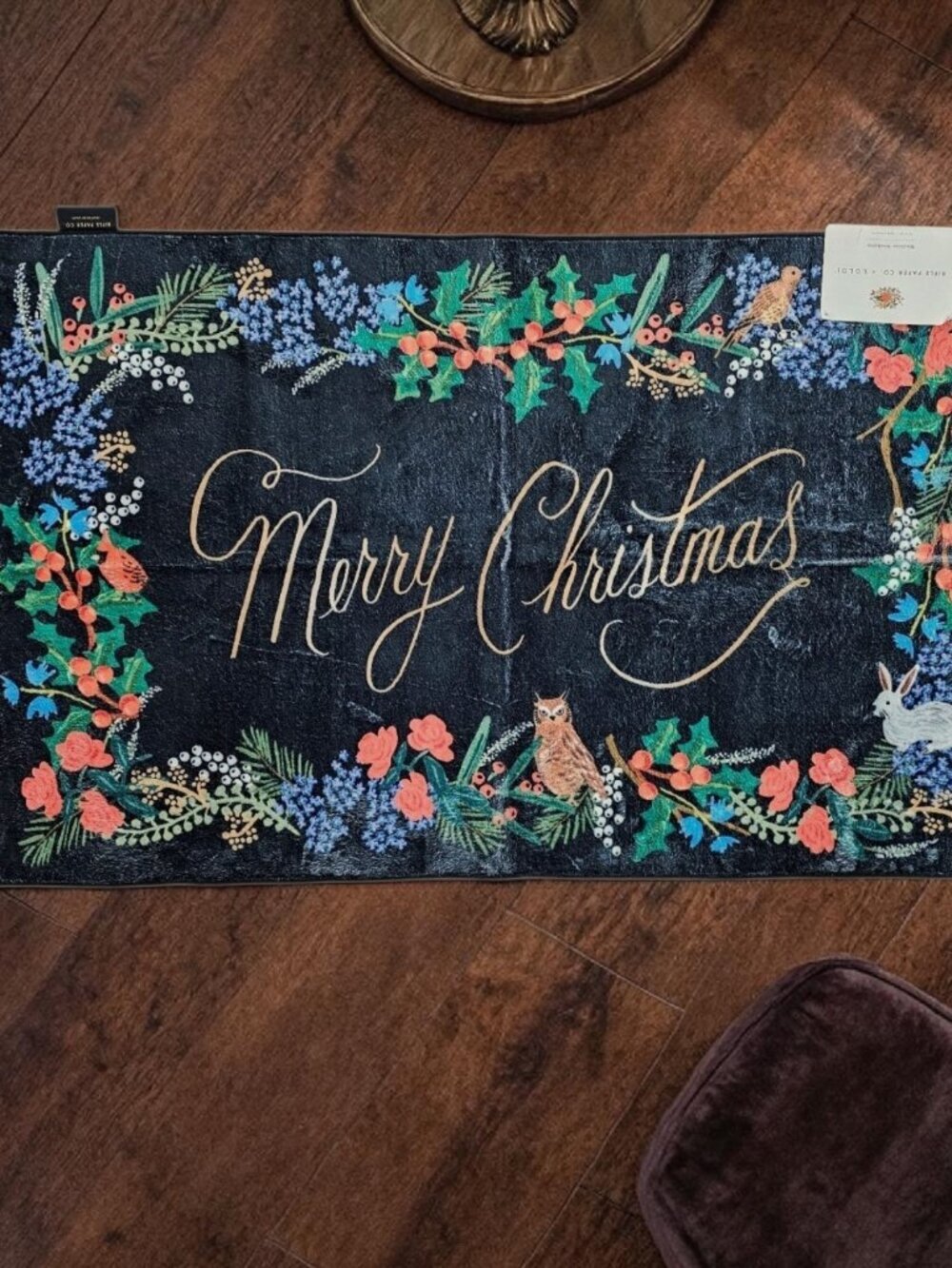 Rifle Paper Co X LOLOI Holiday Merry Christmas Washable Accent Rug New 27"X45"